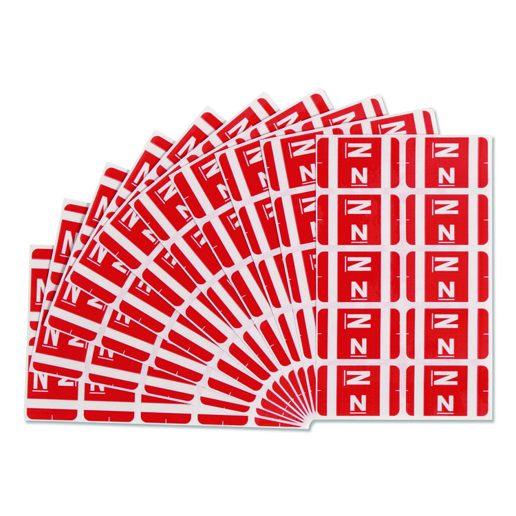 Smead AlphaZ Color-Coded Second Letter Alphabetical Labels, N, 1 x 1.63, Red, 10/Sheet, 10 Sheets/Pack (SMD67184)