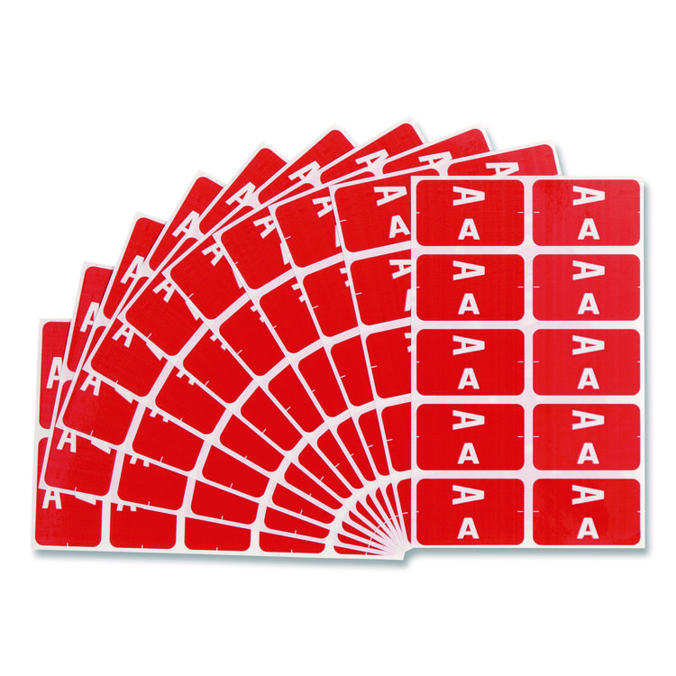 Smead AlphaZ Color-Coded Second Letter Alphabetical Labels, A, 1 x 1.63, Red, 10/Sheet, 10 Sheets/Pack (SMD67171)