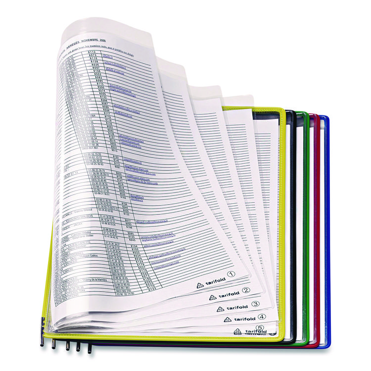 djois by Tarifold Foldfive Pockets, 25 Sections, Clear Panel Assorted Color Border, 5/Pack (TFIP095F)