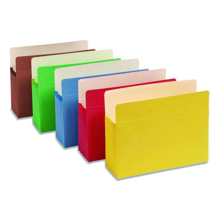 Smead Colored File Pockets, 5.25" Expansion, Letter Size, Assorted Colors, 5/Box (SMD73836)