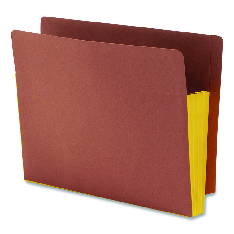 Smead Redrope Drop-Front End Tab File Pockets, Fully Lined 6.5" High Gussets, 3.5" Expansion, Letter Size, Redrope/Yellow, 10/Box (SMD73688)
