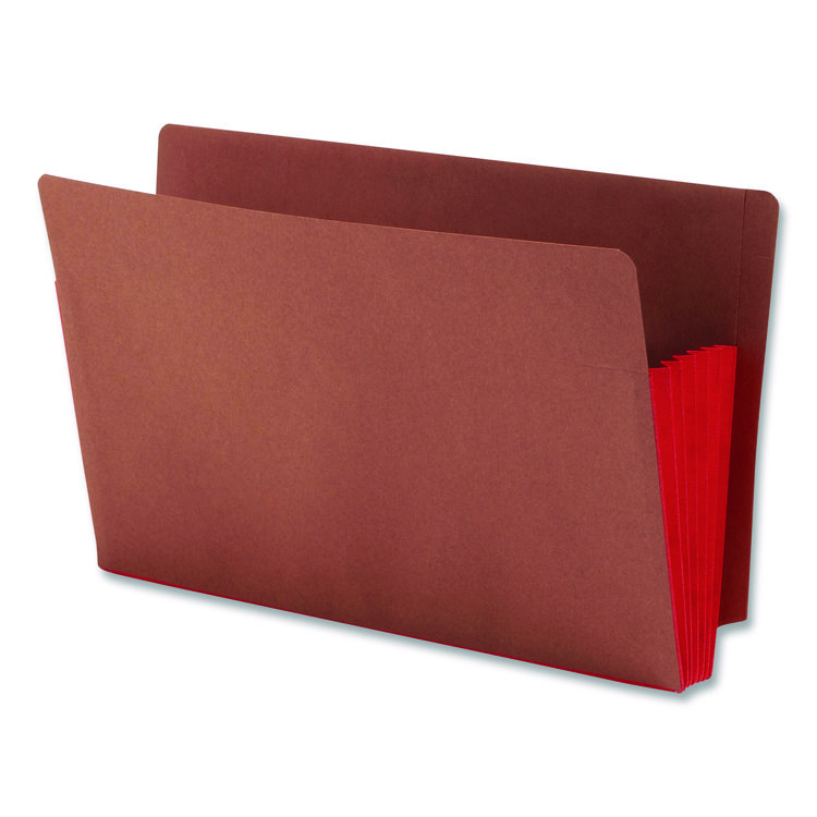 Smead Redrope Drop-Front End Tab File Pockets, Fully Lined 6.5" High Gussets, 5.25" Expansion, Legal Size, Redrope/Red, 10/Box (SMD74696)
