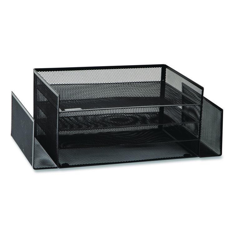 Mind Reader Metal Mesh Desktop Organizer Letter Tray, 6 Sections, Letter Size, 9.15 x 16.75 x 6, Black (EMS4TSIDE2BLK)