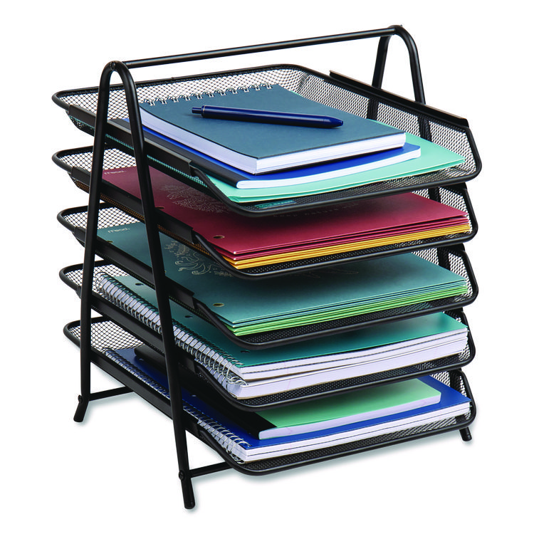 Mind Reader Metal Mesh Desk Tray Organizer, 5-Tier, Letter Size, 14 x 11.75 x 14.5, Black (EMS5TPAPERBLK)