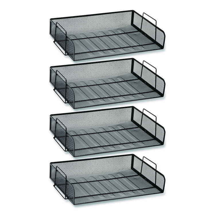 Mind Reader Stackable Paper Desk Tray Organizer, Letter Size, 9.75 x 14 x 3.25, Black, 4/Pack (EMSDSTACK4BLK)