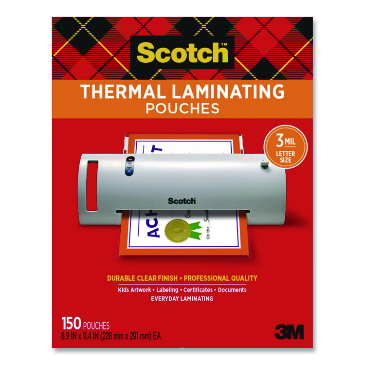 Scotch Laminating Pouches, 3 mil, 8.9" x 11.4", Clear, 150/Pack (MMMTP3854150)
