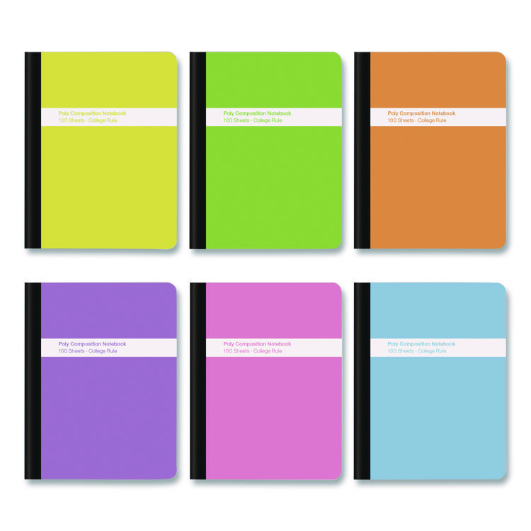 Oxford Poly Composition Books, Medium/College Rule, Assorted Cover Colors, (100) 9.75 x 7 Sheets, 6/Pack (OXF64957)
