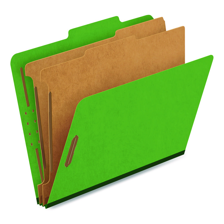 Pendaflex Colored Pressboard Top Tab Classification Folders, 2.5" Expansion, 2 Dividers, 6 Fasteners, Letter Size, Dark Green, 10/Box (PFX24133P)