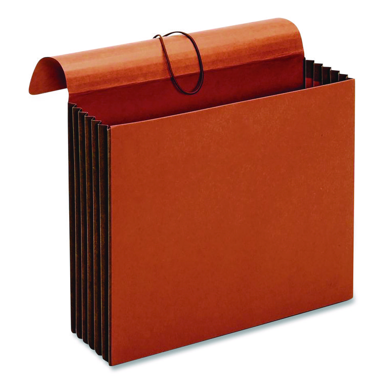 Pendaflex Extra-Wide Expanding Wallet, 5.25" Expansion, 1 Section, Flap/Elastic Cord Closure, Letter Size, Redrope, 10/Box (PFX73186BX)