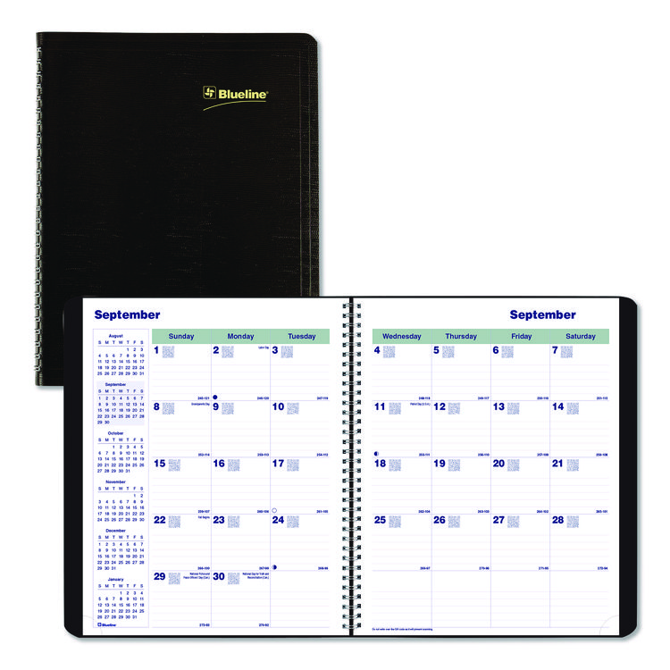 Blueline Plan and Link Monthly Planner, 9.25 x 7.25, Black Distressed Faux Leather Cover, 16-Month: Sept 2024 to Dec 2025 (REDC120081T)