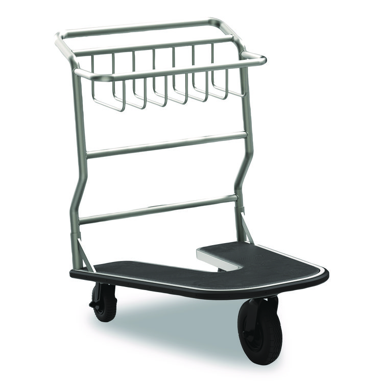 Suncast Commercial Nesting Luggage Cart with Rubber Platform, Capacity, 300 lb Capacity, 27 x 37 x 37.5, Silver/Black (SUAMLCNR600)