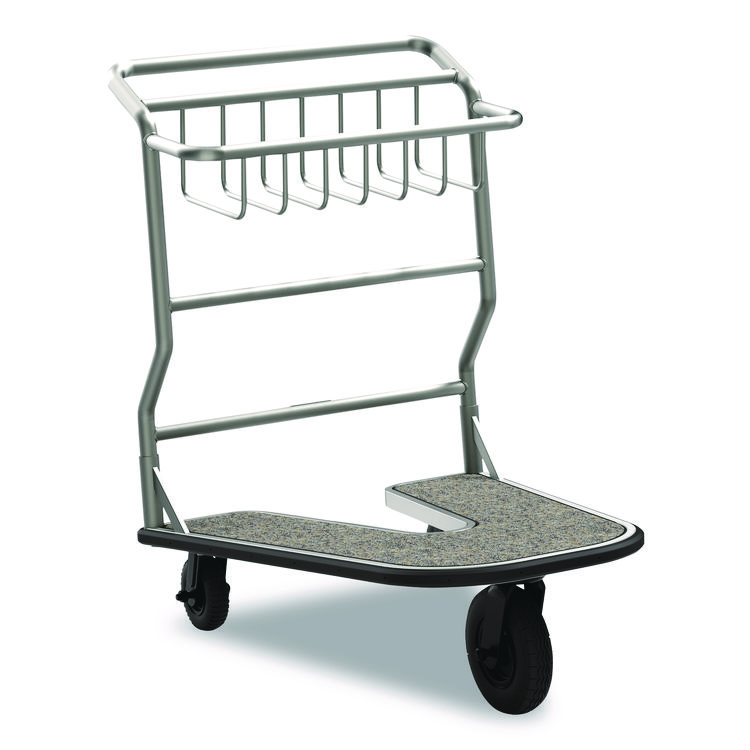 Suncast Commercial Nesting Luggage Cart with Carpeted Platform, 300 lb Capacity, 27 x 37 x 37.5, Silver/Black (SUAMLCNC600)