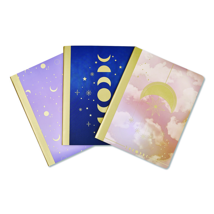 ECCOLO LTD. Celestial Body Composition Book, Medium/College Rule, Assorted Cover Colors and Designs, (80) 9.75 x 7.5 Sheets, 3/Pack (WLBST840A3PACK)