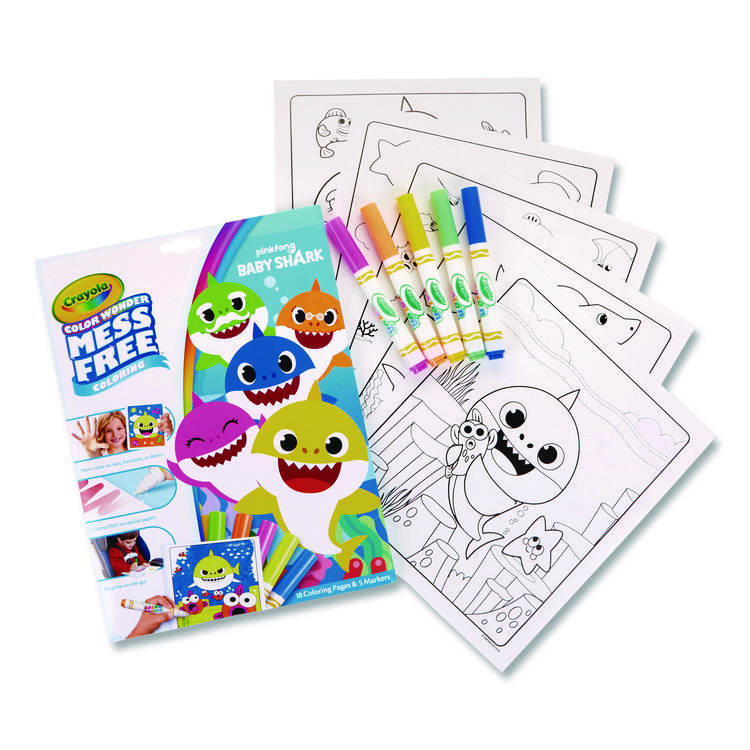 Crayola Pinkfong Baby Shark Color Wonder Kit, Includes Five Markers, Ages 3 and Up, 18 Pages (CYO757103)