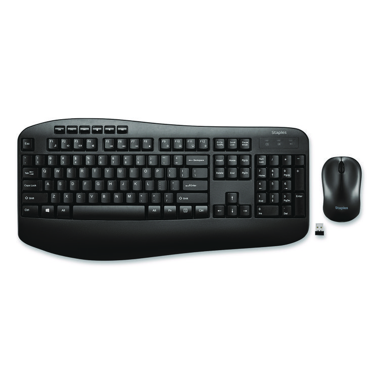 STAPLES BRANDS GROUP Wireless Keyboard and Optical Mouse Combo, 2.4 GHz Frequency/33 ft Maximum Wireless Range, Black (WLBST62637)