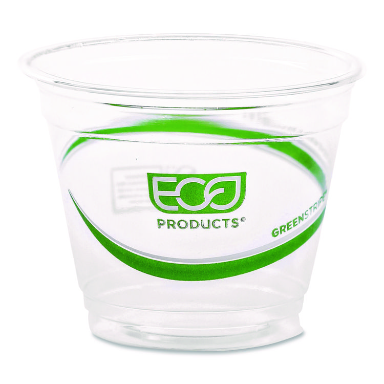 Eco-Products GreenStripe Renewable and Compostable Cold Cups, 9 oz, Plastic, Clear, 50/Pack, 20 Packs/Carton (ECOEPCC9SGS)
