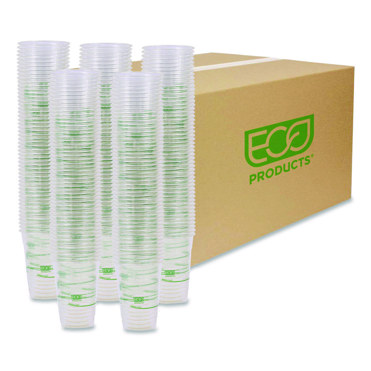 Eco-Products GreenStripe Renewable and Compostable Cold Cups Convenience Pack, 16 oz, Plastic, Clear, 50/Pack (ECOEPCC16GSPK)
