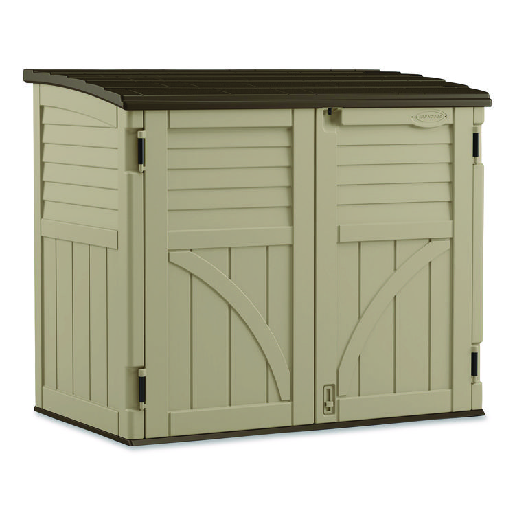 SUNCAST CORPORATION Horizontal Storage Shed, 4 ft 5" x 2 ft 8.5" x 3 ft 9.5", Sand/Slate (SUABMS3400X)