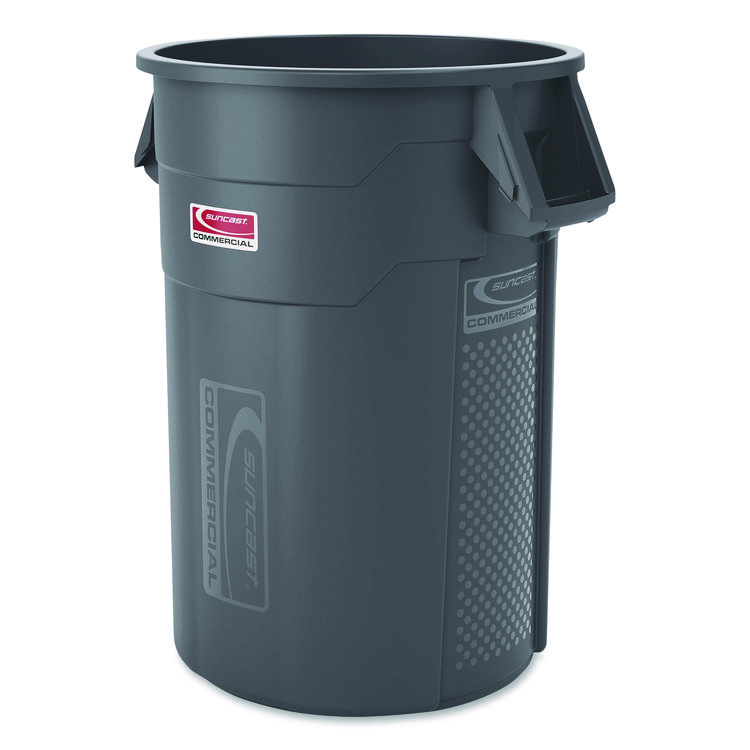 Suncast Commercial Injection Molded Utility Trash Can, 44 gal, Plastic/Resin, Gray (SUATCU44)