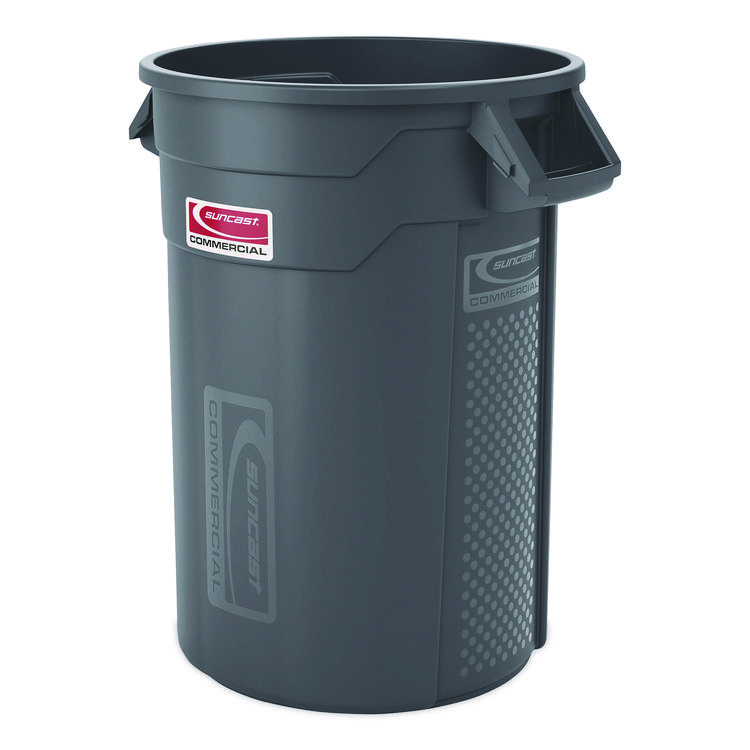 Suncast Commercial Injection Molded Utility Trash Can, 32 gal, Plastic/Resin, Gray (SUATCU32)