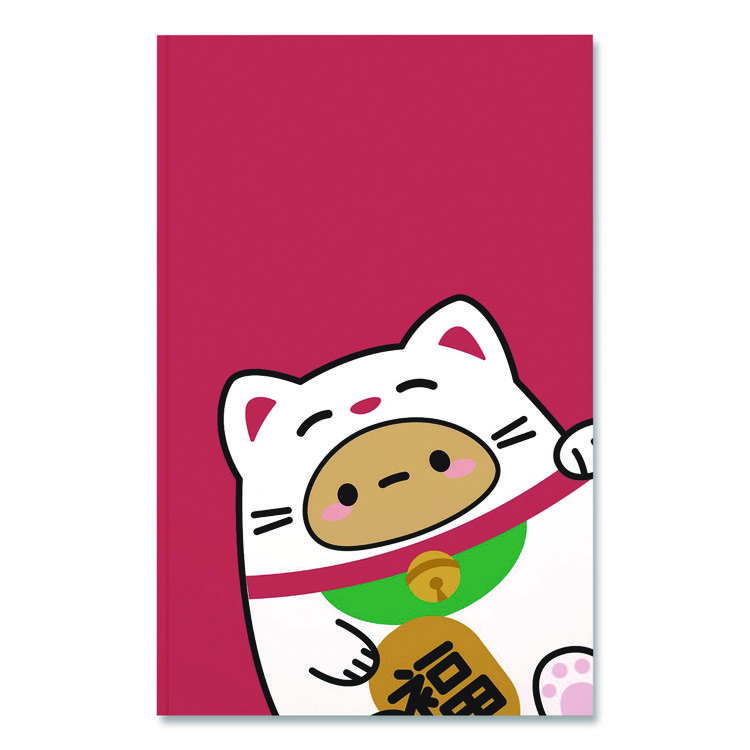 Denik Smoko Tayto Lucky Cat Layflat Notebook, 1-Subject, Medium/College Rule, Red/White/Brown Cover, (72) 8 x 5 Sheets (DNKLFC1885L)