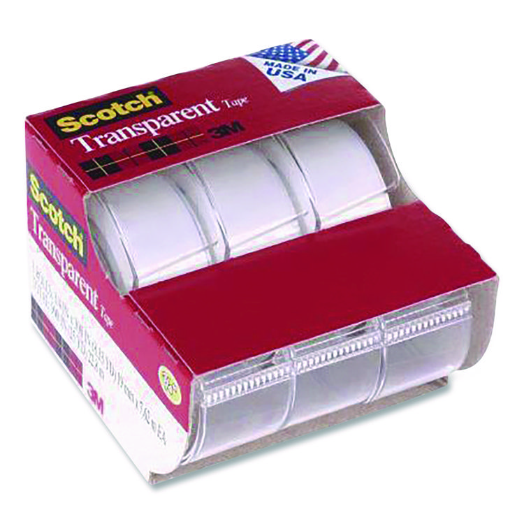 Scotch Transparent Tape in Handheld Dispenser, 1" Core, 0.75" x 25 ft, Transparent, 3/Pack (MMM3157S)