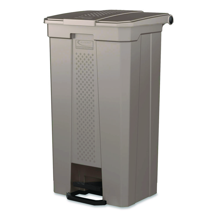 Suncast Commercial Step-On Trash Can, 23 gal, Resin, Platinum Metallic (SUATCST23)