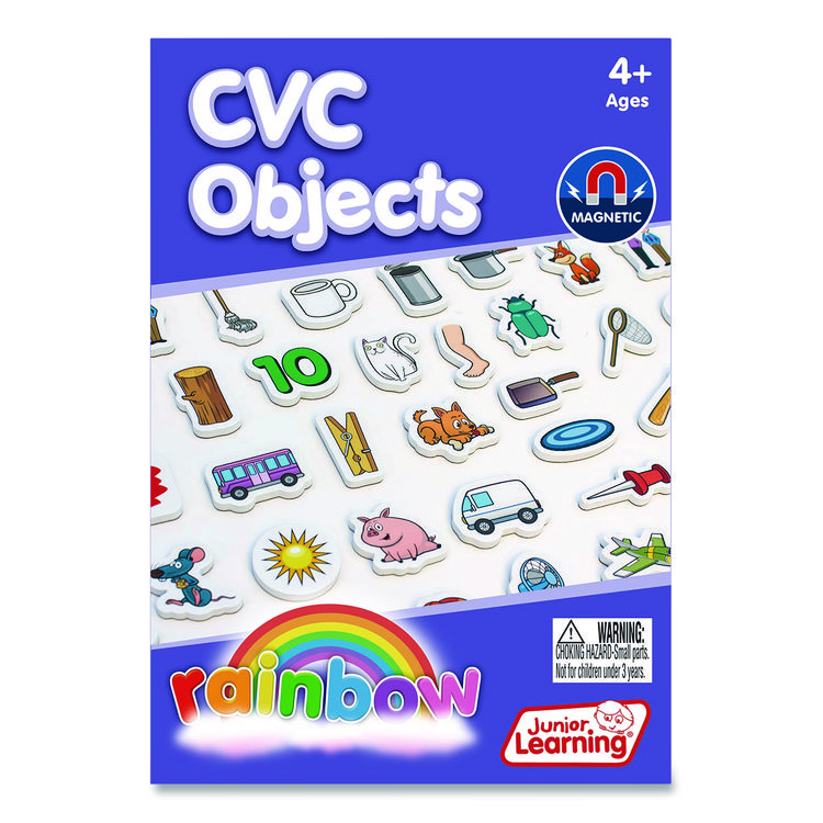JUNIOR LEARNING Rainbow CVC Objects, +/- 1.6" Tall, Assorted Objects and Object Colors, White Background, 40 Pieces (JRL641)