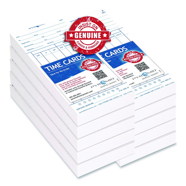 Pyramid Technologies Time Clock Cards For 3800 Time Clock, 1,000/Carton (PTI380010MB)