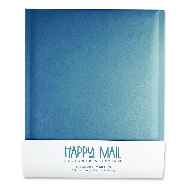 HAPPY MAIL DESIGNER SHIPPING Self-Sealing Bubble Mailer, 8.5 x 11, Blue, 12/Pack (WLB245157)