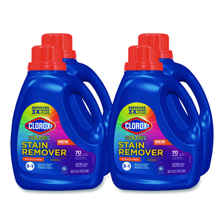 Clorox 2 For Colors Stain Remover and Laundry Additive, Original Scent, 88 oz Bottle, 4/Carton (CLO30713CT)