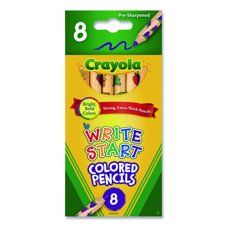 Crayola Write Start Colored Pencils, 5.33 mm, Assorted Lead and Barrel Colors, 8/Box (CYO684108)