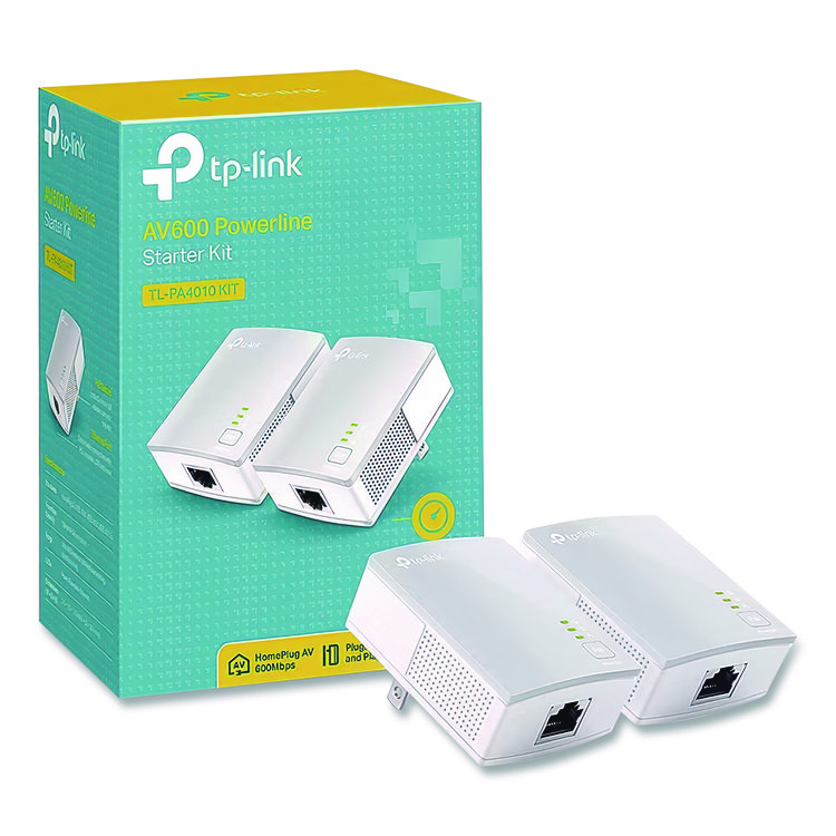 TP-Link TL-PA4010KIT AV600 Powerline Starter Kit, 1 Port (TPLTLPA4010KIT)