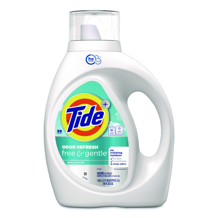 Tide Free and Gentle Odor Refresh Liquid Laundry Detergent, 39 Loads, 55 oz Bottle, 4/Carton (PGC17251)