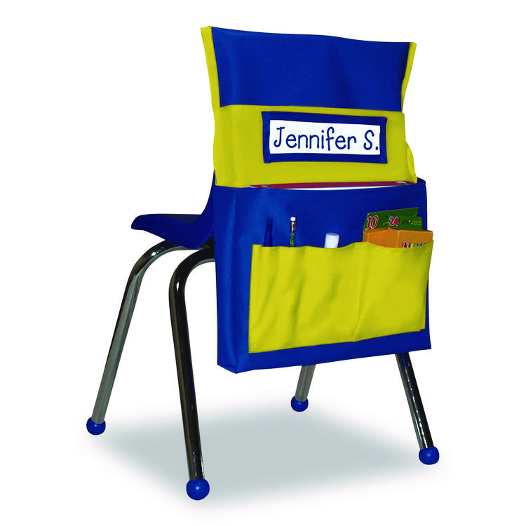 Carson-Dellosa Education Chairback Buddy for Student Chairs with a Back Width Up to 15", Medium, 15 x 1.5 x 19, Fabric, Blue/Yellow (CDP158036)