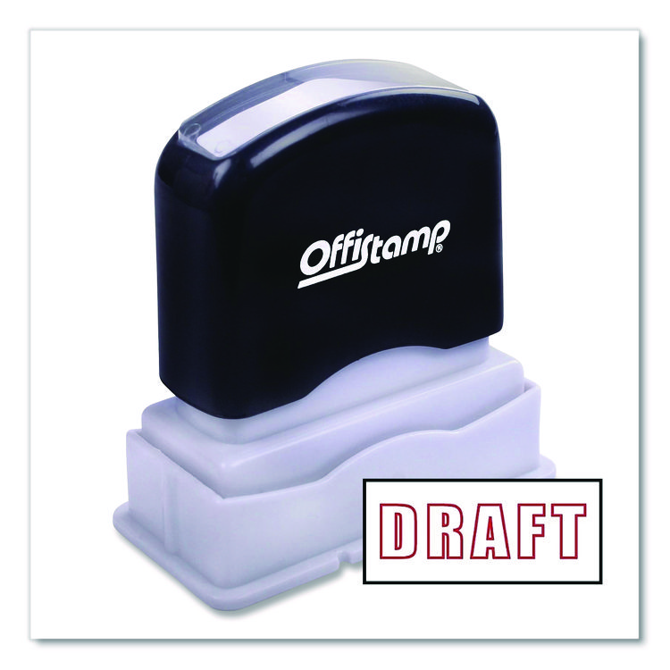 Offistamp Pre-Inked Message Stamp, DRAFT, 1.63" x 0.38", Red Ink (MKG034502)