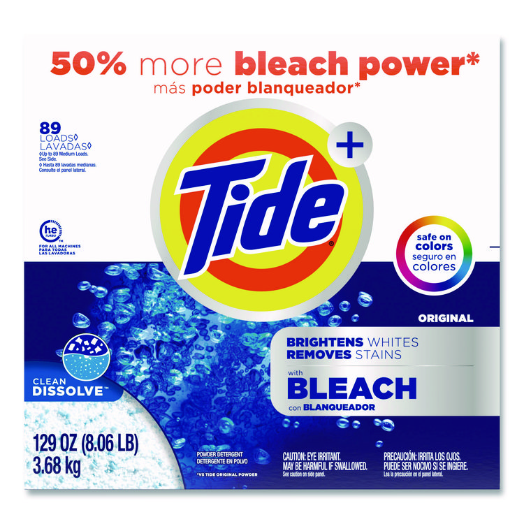 Tide Laundry Detergent with Bleach, HE Compatible, 80 Loads, Tide Original Scent, Powder, 129 oz Box (PGC16667EA)
