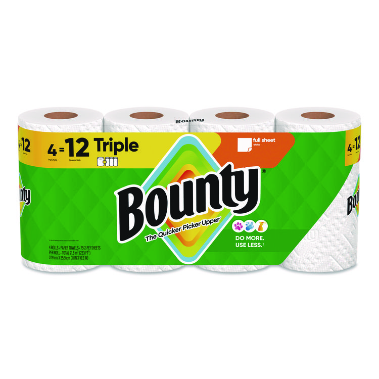 Bounty Kitchen Roll Paper Towels, 2-Ply, White, 10.5 x 11, 75 Sheets/Roll, 4 Triple Rolls/Pack, 6 Packs/Carton (PGC16007)