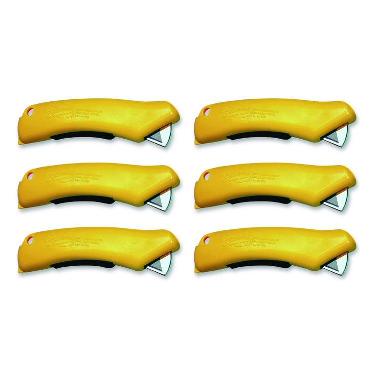 CrewSafe X-traSafe CU Safety Utility Knife, Plastic Handle, Yellow, 6/Pack (CEWXSCU03101)