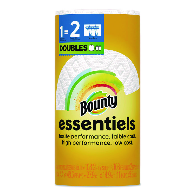 Bounty Essentials Select-A-Size Kitchen Roll Paper Towels, 2-Ply, 108 Sheets/Roll, 24 Rolls/Carton (PGC16540)