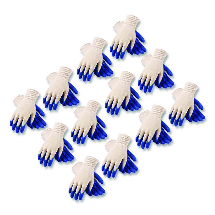 PIP Seamless Knit Cotton/Polyester Gloves, EN388: 2011, Large, Natural/Blue, 12 Pairs (PID39C122L)