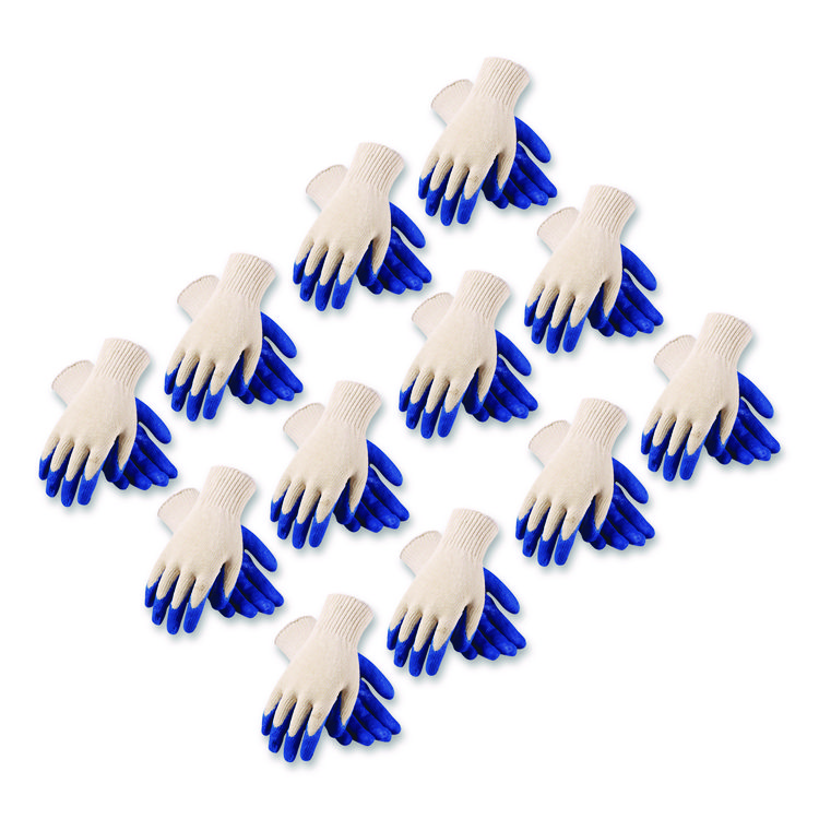 PIP Seamless Knit Cotton/Polyester Gloves, EN388: 2011, Small, Natural/Blue, 12 Pairs (PID39C122S)