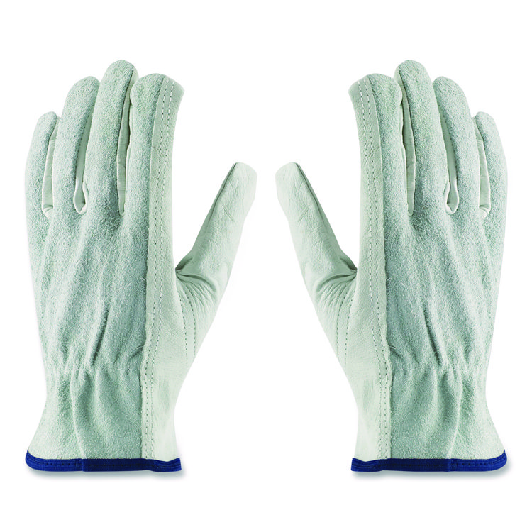 PIP Top-Grain Leather Drivers Gloves with Shoulder-Split Cowhide Leather Back, Gunn Cut, Keystone Thumb, Large, Gray, Pair (PID68161SBL)