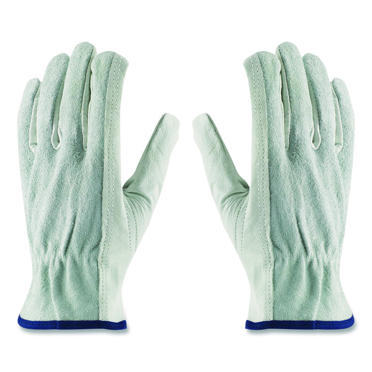 PIP Top-Grain Leather Drivers Gloves with Shoulder-Split Cowhide Leather Back, Gunn Cut, Keystone Thumb, Small, Gray, Pair (PID68161SBS)