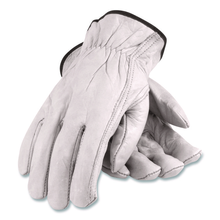 PIP Top-Grain Pigskin Leather Drivers Gloves, Gunn Cut, Keystone Thumb, Large, Gray, Pair (PID70361L)