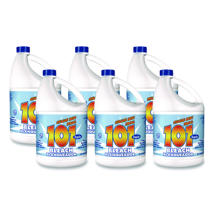 101 Regular Cleaning Low Strength Bleach, 1 gal Bottle, 6/Carton (KIK11006755042)