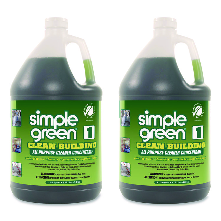 Simple Green Clean Building All-Purpose Cleaner Concentrate, 1 gal Bottle, 2/Carton (SMP11001CT)