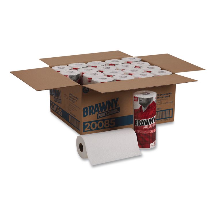 Brawny Professional Premium DRC Perforated Roll Wipers, 1-Ply, 11 x 9.38, Unscented, White, 84/Roll, 20 Rolls/Carton (GPC20085)