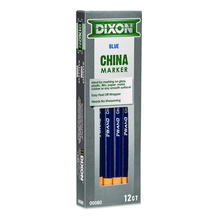 Dixon China Marker, Blue, 12/Pack (DIX000800002)