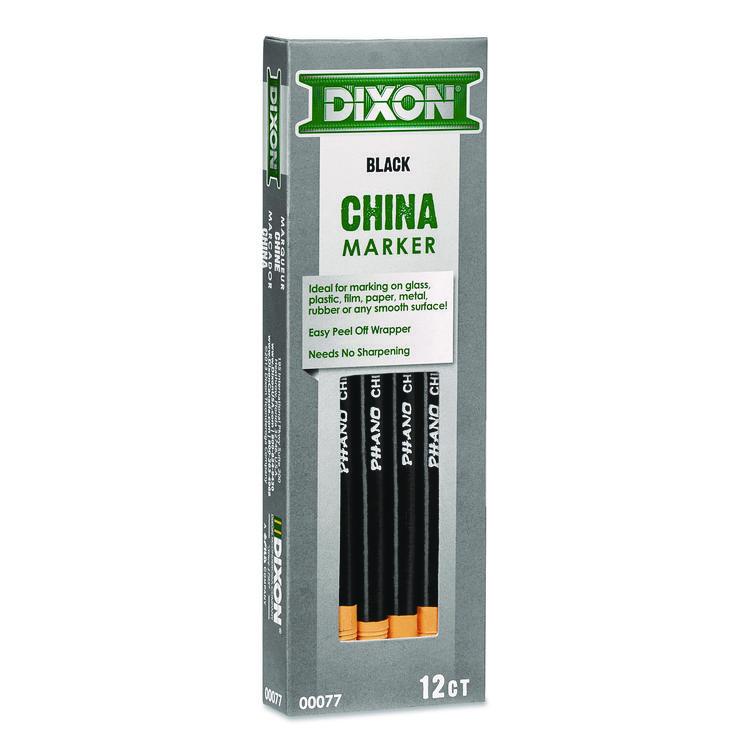Dixon China Marker, Black, 12/Pack (DIX000770002)